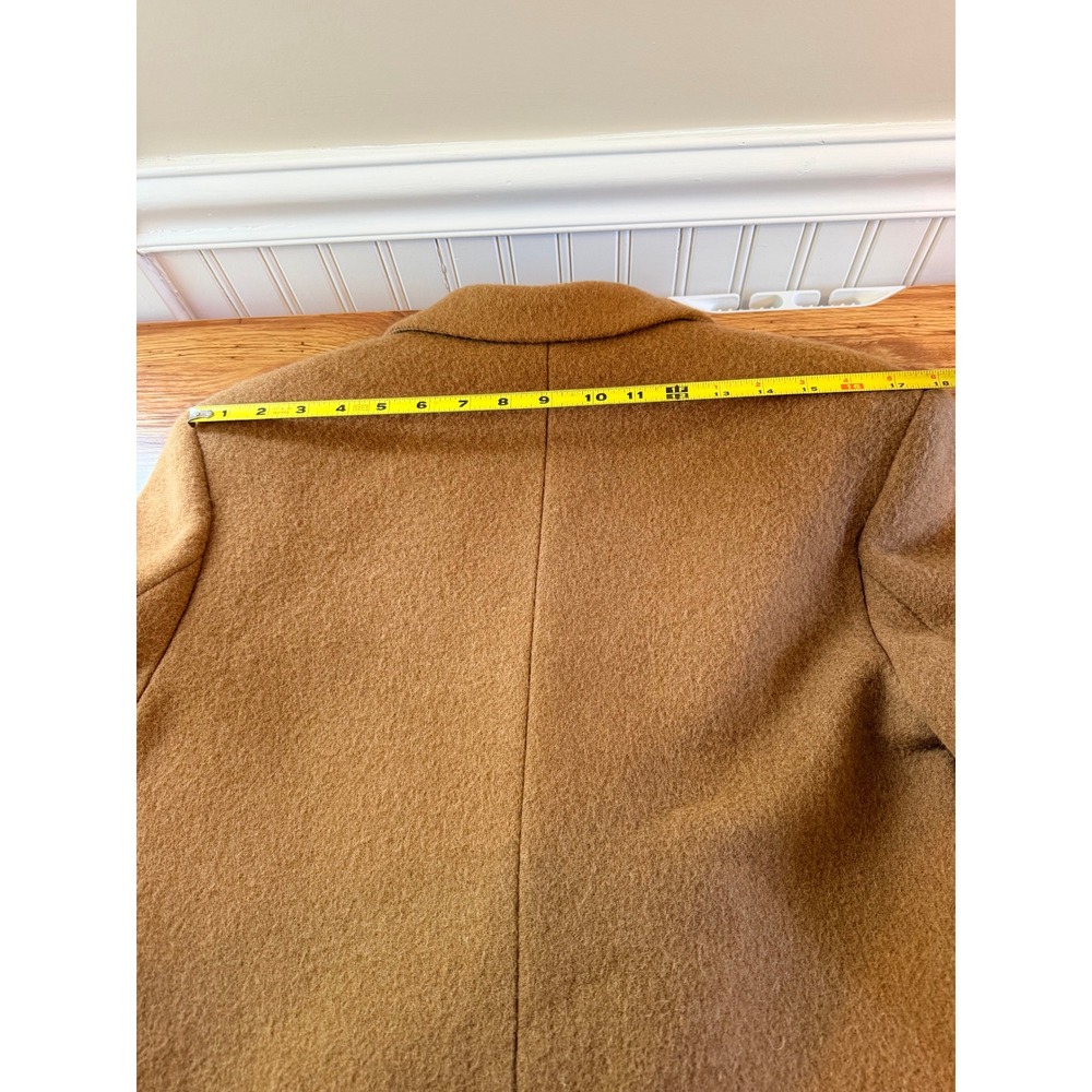 Sandro Straight Cut Brushed Wool Coat Double Breasted Long Camel Brown 36 S - Picture 8 of 16